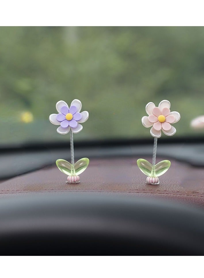5pcs Daisy Flower Car Center Console Ornaments - Dashboard and Interior Decoration Accessories - Image 3