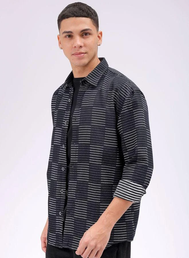 ذا انديان كراج كو Men Relaxed Fit Solid Full Sleeves Cutaway Collar Resort Wear Shirt