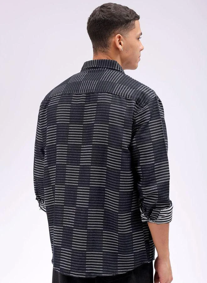 ذا انديان كراج كو Men Relaxed Fit Solid Full Sleeves Cutaway Collar Resort Wear Shirt