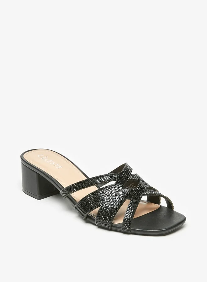 Celeste Women'S Embellished Slip-On Sandals With Block Heels