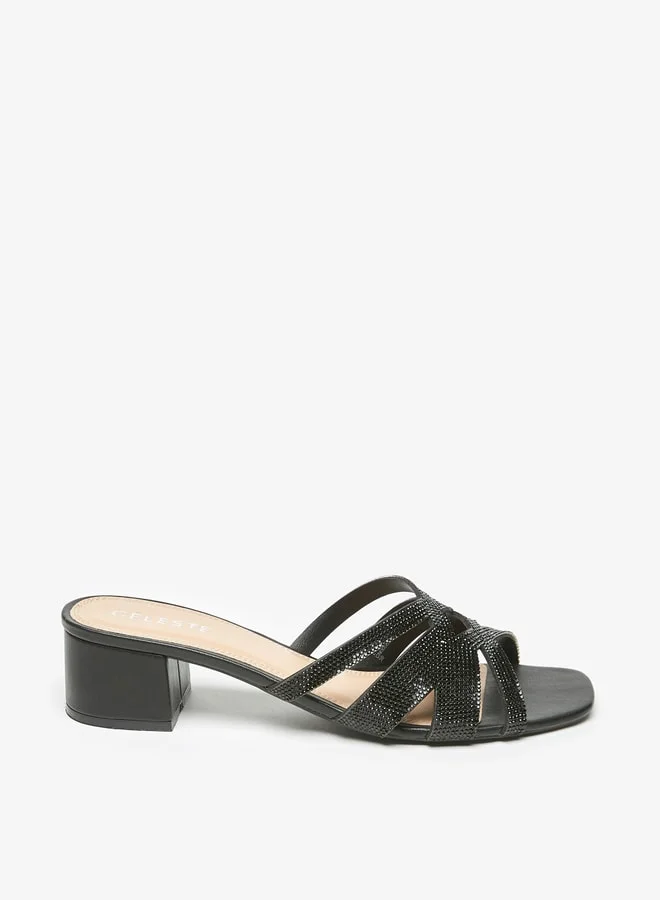 Celeste Women'S Embellished Slip-On Sandals With Block Heels
