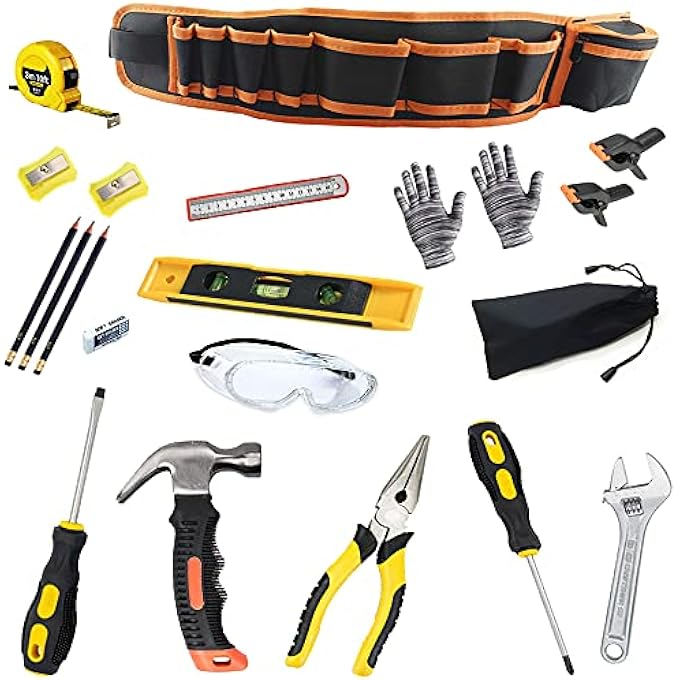 KIDS TOOL SET, PORTABLE KIDS TOOL BAG, REAL METAL HAND TOOLS, REAL TOOLS FOR PROFESSIONAL DIY AND WOODWORKING (21PCS) - Image 1