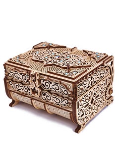 Wood Trick Wood Trick Treasure Puzzle Box for Adults - 3D Wooden Puzzle for Adults and Kids to Build - Cute & Neat Design - with Shimmering Crystals - Store Your Jewelry - Wood Model Kit  - Image 1