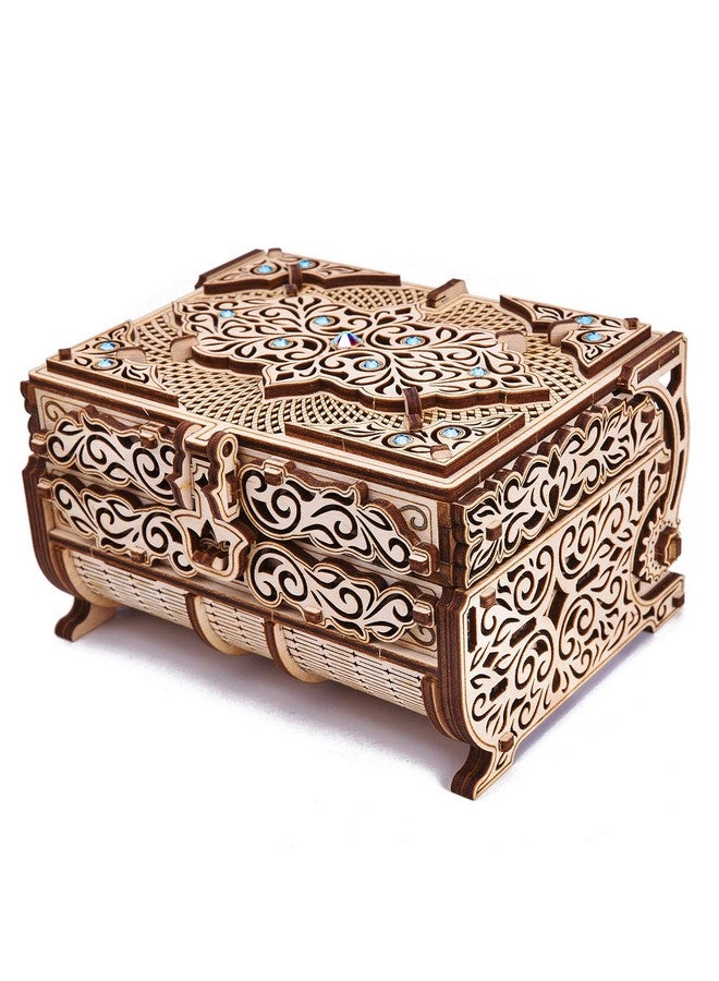 Wood Trick Treasure Puzzle Box for Adults - 3D Wooden Puzzle for Adults and Kids to Build - Cute & Neat Design - with Shimmering Crystals - Store Your Jewelry - Wood Model Kit - Image 1