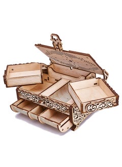 Wood Trick Wood Trick Treasure Puzzle Box for Adults - 3D Wooden Puzzle for Adults and Kids to Build - Cute & Neat Design - with Shimmering Crystals - Store Your Jewelry - Wood Model Kit  - Image 5