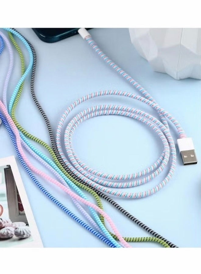 Cable Protector 10 Pcs Spiral Data Cable Protective Sleeve Spiral Tube Wire Management Organizer Prevent Pets from Biting The Cable Line Saver for iPhone iPod iPad MacBook Tablet Charger Cord - Image 4