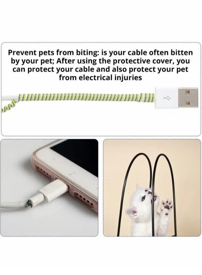 Cable Protector 10 Pcs Spiral Data Cable Protective Sleeve Spiral Tube Wire Management Organizer Prevent Pets from Biting The Cable Line Saver for iPhone iPod iPad MacBook Tablet Charger Cord - Image 2