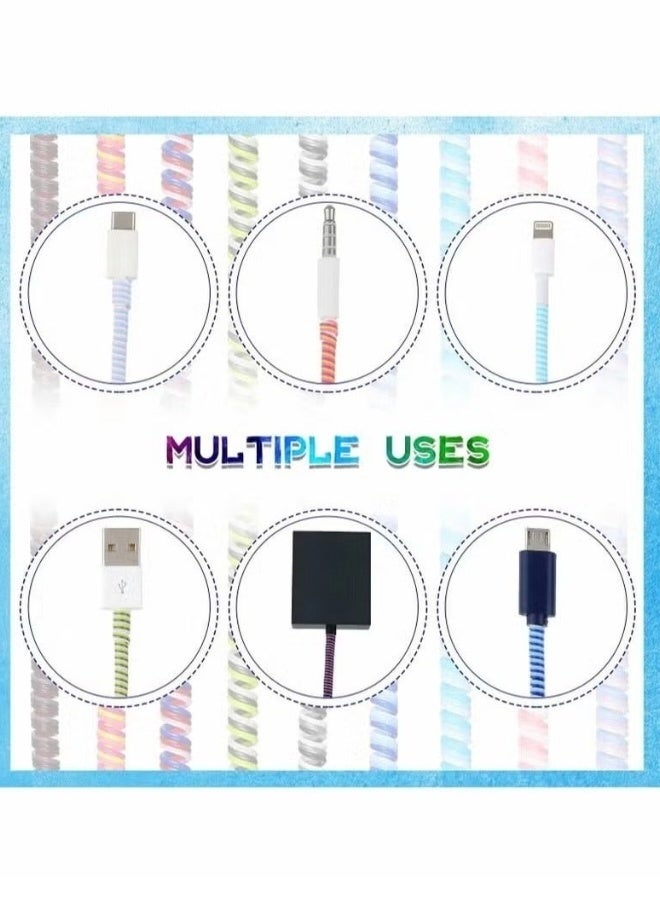 Cable Protector 10 Pcs Spiral Data Cable Protective Sleeve Spiral Tube Wire Management Organizer Prevent Pets from Biting The Cable Line Saver for iPhone iPod iPad MacBook Tablet Charger Cord - Image 5