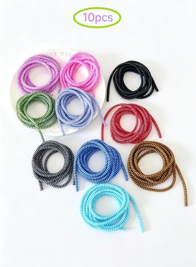 Cable Protector 10 Pcs Spiral Data Cable Protective Sleeve Spiral Tube Wire Management Organizer Prevent Pets from Biting The Cable Line Saver for iPhone iPod iPad MacBook Tablet Charger Cord - Image 1