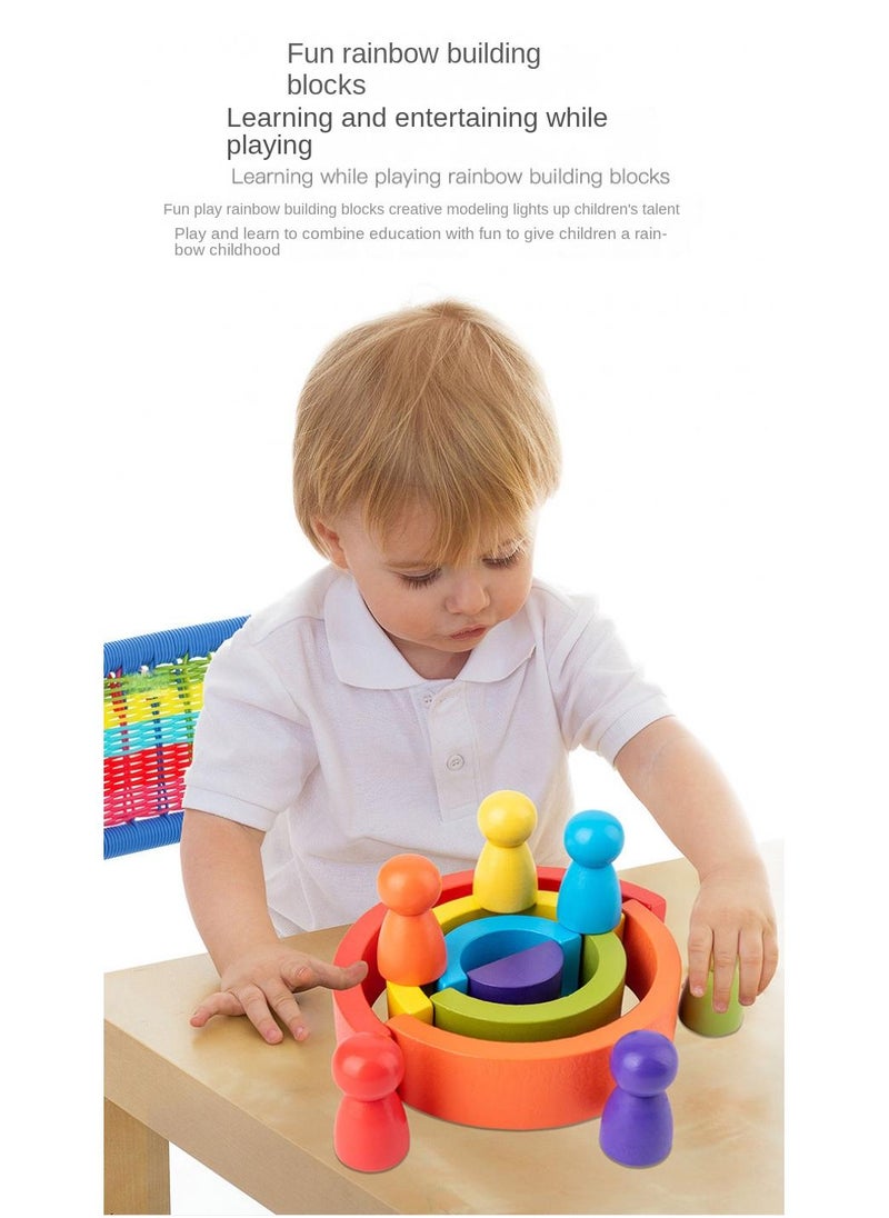 Classic non-toxic color Stack rainbow tower ring stack toy for kids  - Image 3