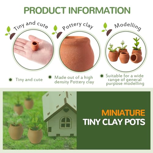 RimCereal 40 Pcs 0.9 x 0.75 Inch Small Mini Clay Pots Terracotta Clay Small Flower Doll House Flower Pot for Crafts DIY Garden Plants and Office Desktop Windowsill Decoration - Image 3
