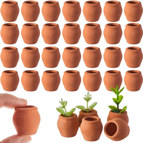 RimCereal 40 Pcs 0.9 x 0.75 Inch Small Mini Clay Pots Terracotta Clay Small Flower Doll House Flower Pot for Crafts DIY Garden Plants and Office Desktop Windowsill Decoration - Image 1
