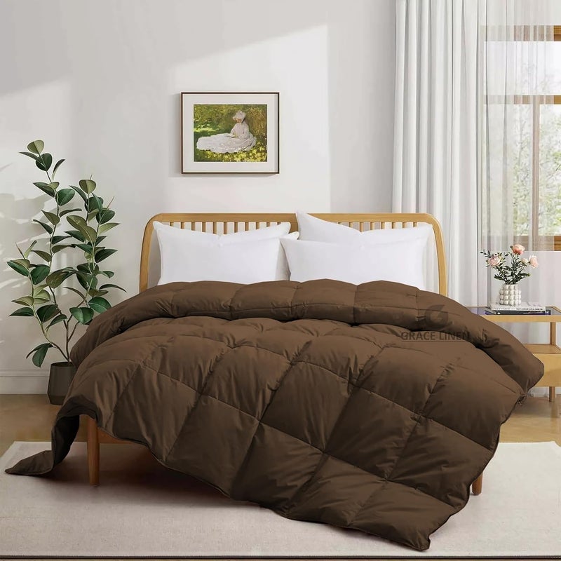 Grace Linen 500 GSM Winter Comforter Single Size 60X90 Unique Design Heavy Winter Quilted Comforter 500 GSM Microfiber Fill DuvetBlanket Single Size Chocolate Brown Color