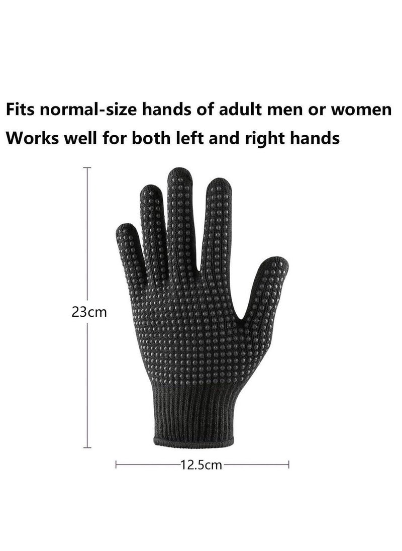RTYY - 2 Pcs Heat Resistant Gloves for Hair Salon,Professional Heat Proof Mitts with Silicone Bumps for Hair Styling Curling Flat Iron Wand Hot-Air Brushes Sublimation Gloves Heat Proof Gloves-Black - Image 1