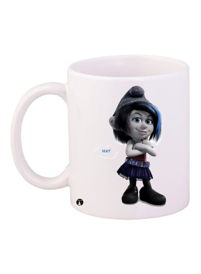 Anime Printed Coffee Mug White/Black/Blue 11ounce