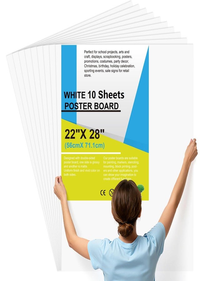 rookea 10 Pcs Poster Board 22" x 28" White Poster Paper Bulk, ROOKEA 250 GSM Vision Board for School Arts Craft Projects Presentations Drawing Scrapbooking Blank Graphic Display Office Supplies - Image 1