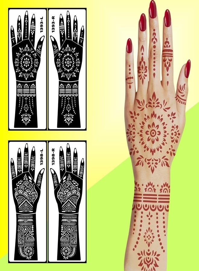 ORDERSHOCK Beautiful Flowers Designer Back Hand Mehndi Stencil Sticker Perfect For Beginners, Karwa Chauth, Navratri And Family Functions - Image 3