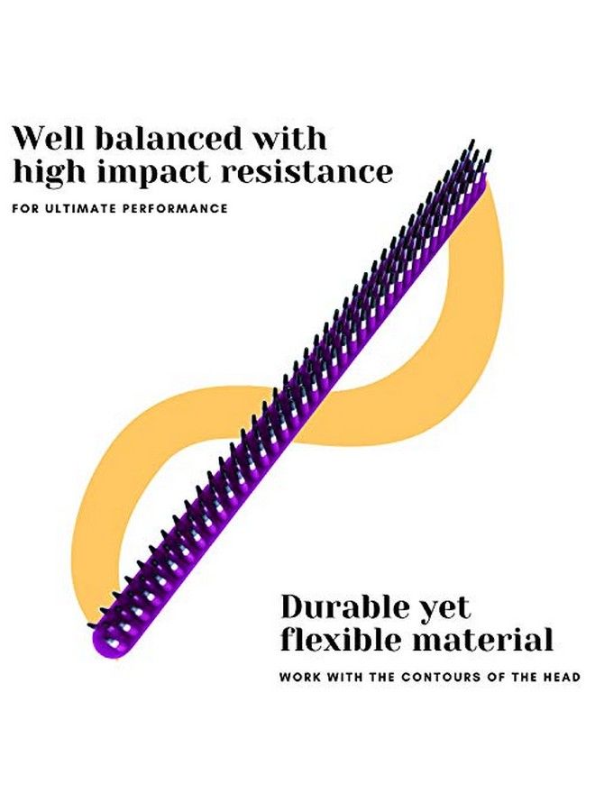 Scarlet Line مشط احترافي ثلاثي الصفوف لتصفيف الشعر المبلل وفك تشابك الشعر - مشط لتسريح الشعر للرجال والنساء - لون بنفسجي - Image 4