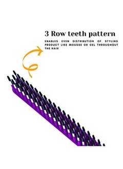 Scarlet Line Professional Three Row Styling n Detangling Wet Hair CombTame n Tease Hair Comb For Men n Women Hair Back Coming_Purple  - Image 3