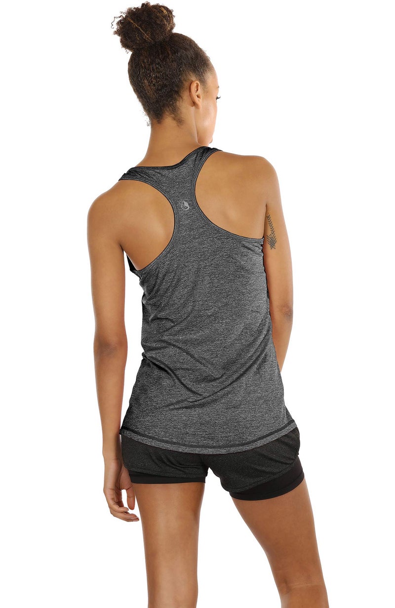 icyzone قمصان رياضية للنساء من icyzone - قمصان يوجا رياضية بتصميم Racerback، قمصان جيم للتمارين (عبوة من 3) (M، رمادي داكن/أحمر زهري/وردي) - Image 3