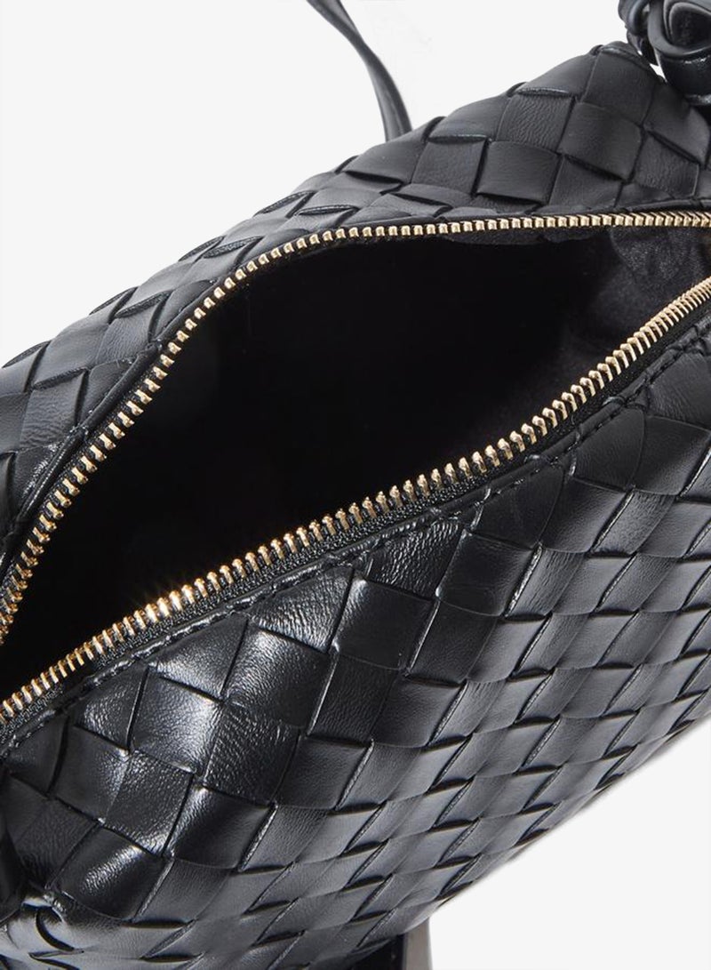 Styli Black Woven Shoulder Bag - Image 4