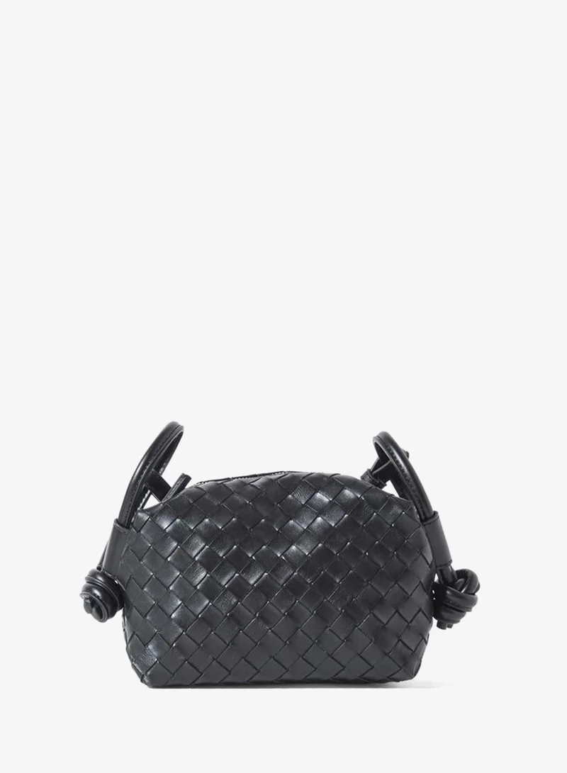 Black Woven Shoulder Bag