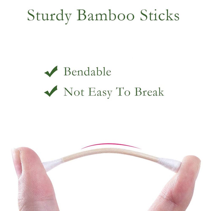 eyxformula Bamboo Cotton Swabs 400 Count - Vegan Cotton Buds - Natural Wooden Ear Sticks With Double Tipped - Organic Cotton Swabs For Ear Wax Removal - Image 4