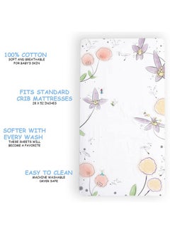 JumpOff Jo Fitted Crib Sheet Super Soft Breathable 100% Cotton Baby Crib Sheet For Standard Crib Mattresses And Toddler Beds 28 In. X 52 In. Fairy Blossom  - Image 3