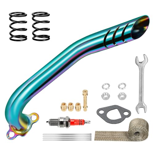 XIKOBY Mini Bike Exhaust Pipe Header Kit Compatible with Predator 212cc 224cc 196cc Non Hemi Coleman CT200U CT200UEX B200R BT200X KT196 Go Kart Baja MB200 Axis M200 GX160 GX200 Clone Engine Parts - Image 1