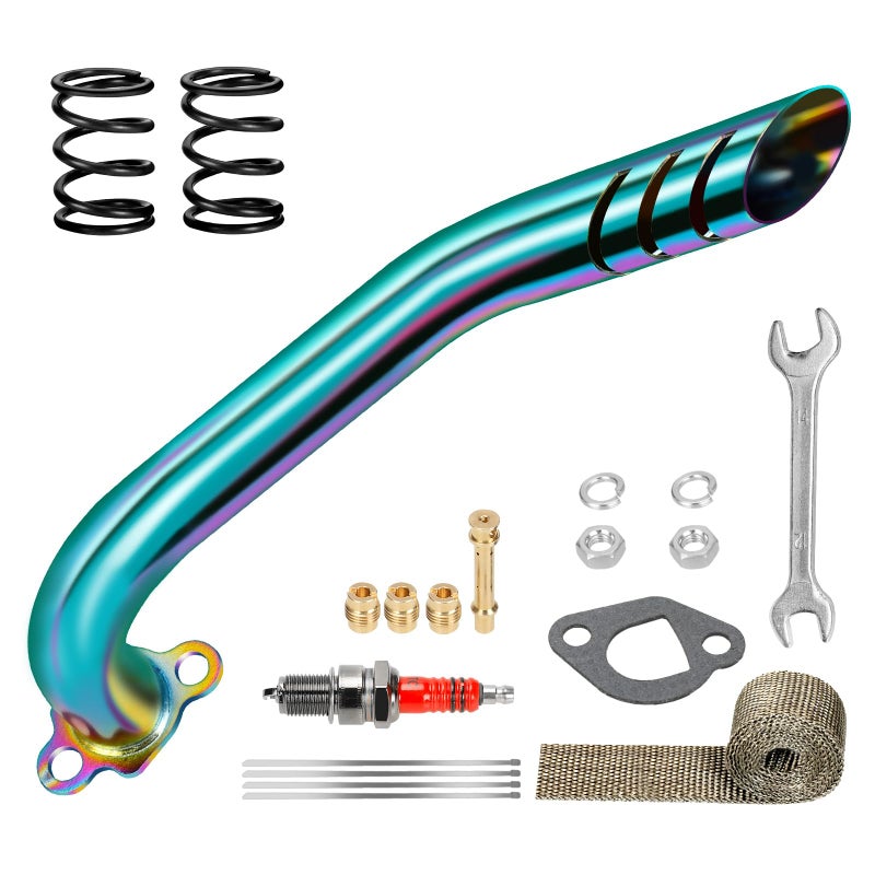XIKOBY Mini Bike Exhaust Pipe Header Kit Compatible with Predator 212cc 224cc 196cc Non Hemi Coleman CT200U CT200UEX B200R BT200X KT196 Go Kart Baja MB200 Axis M200 GX160 GX200 Clone Engine Parts - Image 2