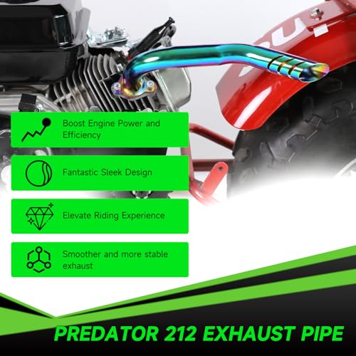 XIKOBY Mini Bike Exhaust Pipe Header Kit Compatible with Predator 212cc 224cc 196cc Non Hemi Coleman CT200U CT200UEX B200R BT200X KT196 Go Kart Baja MB200 Axis M200 GX160 GX200 Clone Engine Parts - Image 3