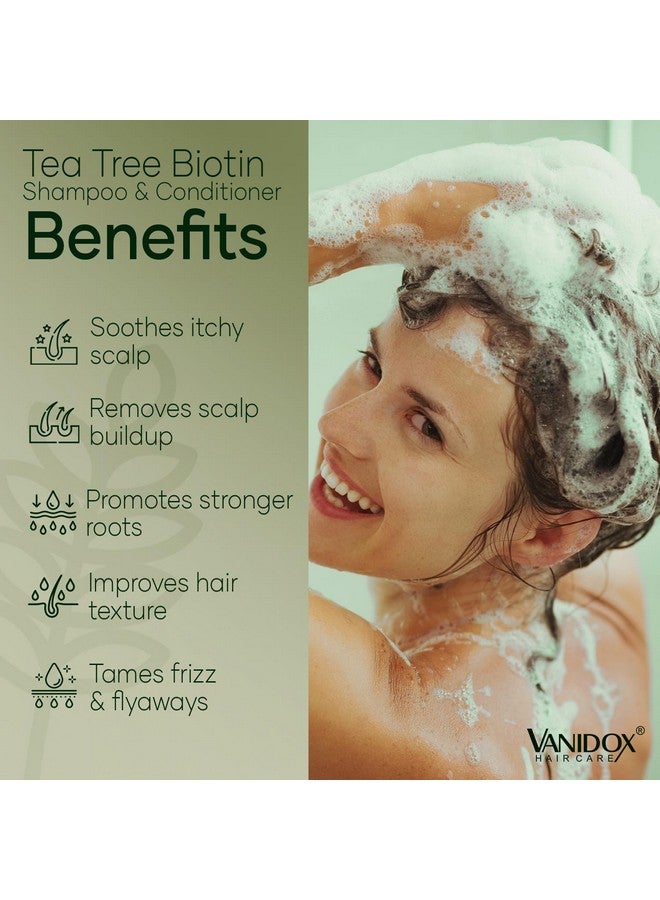 VANIDOX Tea Tree Shampoo And Conditioner Set With Biotin And 100% Pure Tea Tree Oil For Itchy And Dry Scalp - Sulfate And Paraben Free - Tea Tree Oil Shampoo And Conditioner - 16 Fl. Oz. Each - Image 3