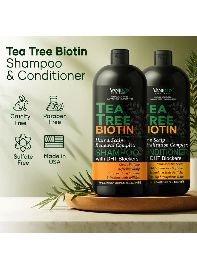 VANIDOX Tea Tree Shampoo And Conditioner Set With Biotin And 100% Pure Tea Tree Oil For Itchy And Dry Scalp - Sulfate And Paraben Free - Tea Tree Oil Shampoo And Conditioner - 16 Fl. Oz. Each - Image 2