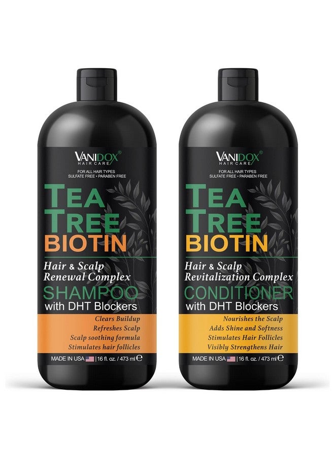 VANIDOX Tea Tree Shampoo And Conditioner Set With Biotin And 100% Pure Tea Tree Oil For Itchy And Dry Scalp - Sulfate And Paraben Free - Tea Tree Oil Shampoo And Conditioner - 16 Fl. Oz. Each - Image 1