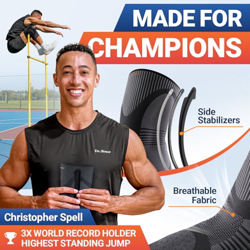 DR. BRACE ELITE Knee Brace with Size Stabilizer (2 Pack) Knee Brace for Women & Men, Workout, Sports, Daily Knee Compression Sleeve for Maximum Knee Pain Support & Fast Recovery (Pluto, Large) - Image 3