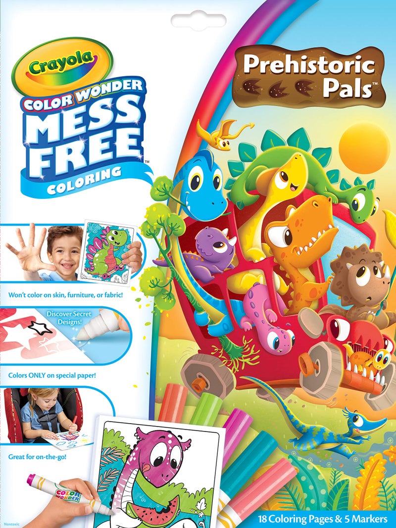 Crayola Color Wonder Prehistoric Pals, Dinosaur Coloring Pages, Mess Free Coloring for Toddlers, Dinosaur Toys, Gifts for Kids - Image 1