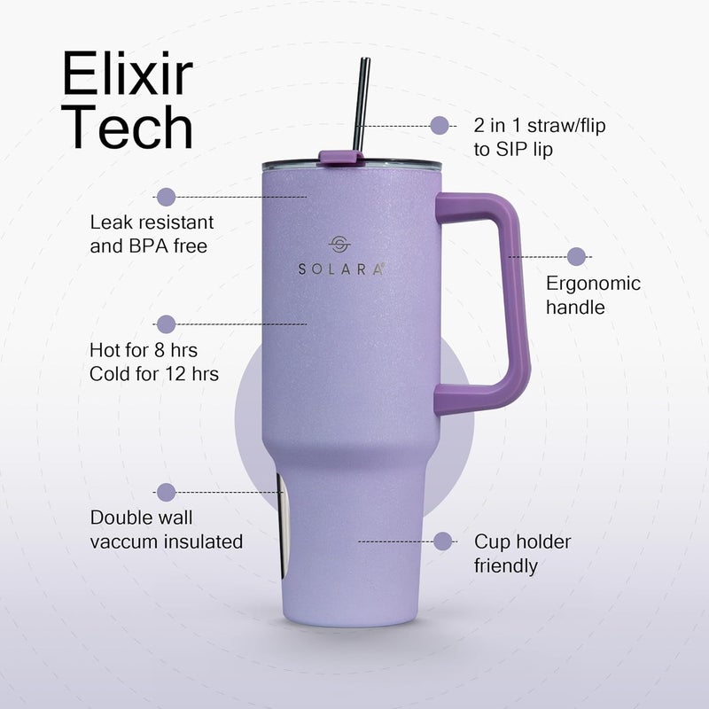 SOLARA Elixir 40oz Insulated Tumbler with Straw and Lid Tumblers for Hot and Cold 1200ml Stainless Steel Tumbler with Straw Travel Mug Coffee Mug for Office Home Sugar Plum - Image 3