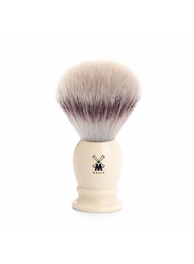 M MÜHLE Classic Faux Ivory Medium Silvertip Fiber Shaving Brush - Synthetic Luxury Shave Brush for Men, Rich Lather - Image 1