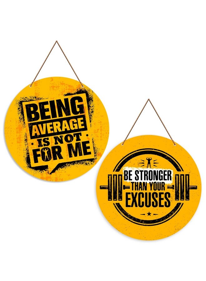 Artvibes Gym Motivational Quote Wall Hanger for Home | Office | Living Room | Gift | Wooden Wall Hanging Decor | Home Decoration Item For Bedroom Wall | Wall Decor Hanging Item (WH_4105N), Set of 2 - Image 1