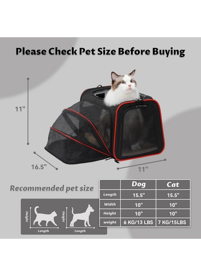 Petsfit Petsfit Expandable Cat Carrier Dog Carriers,Airline Approved Soft-Sided Portable Pet Travel Washable Carrier for Kittens,Puppies,Removable Soft Plush mat and Pockets,Locking Safety Zippers  - Image 3