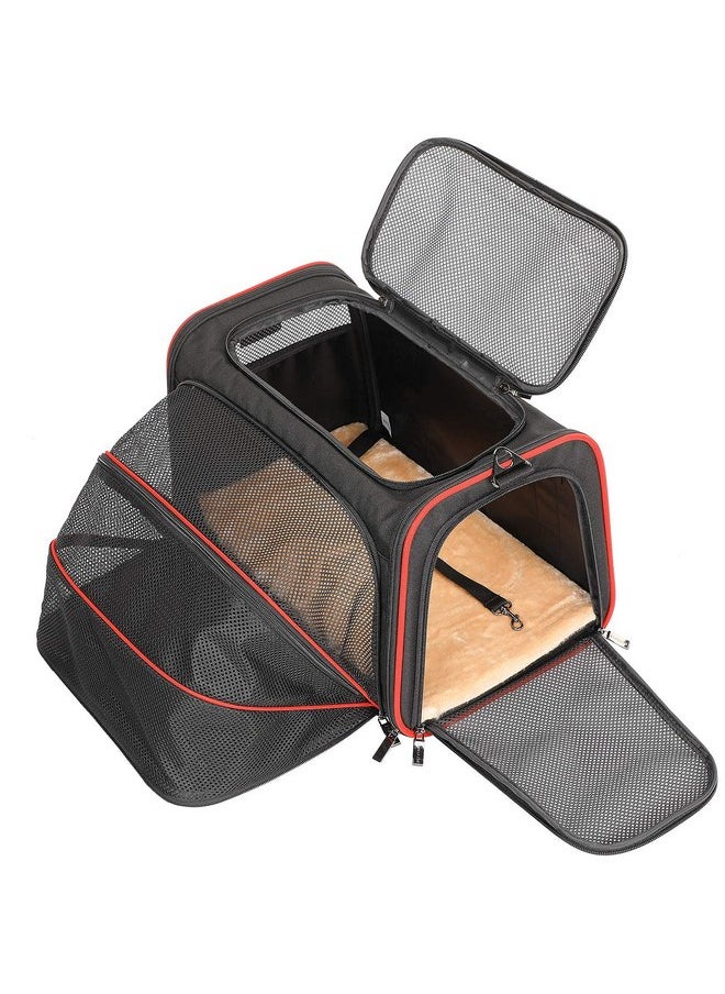 Petsfit Petsfit Expandable Cat Carrier Dog Carriers,Airline Approved Soft-Sided Portable Pet Travel Washable Carrier for Kittens,Puppies,Removable Soft Plush mat and Pockets,Locking Safety Zippers  - Image 1