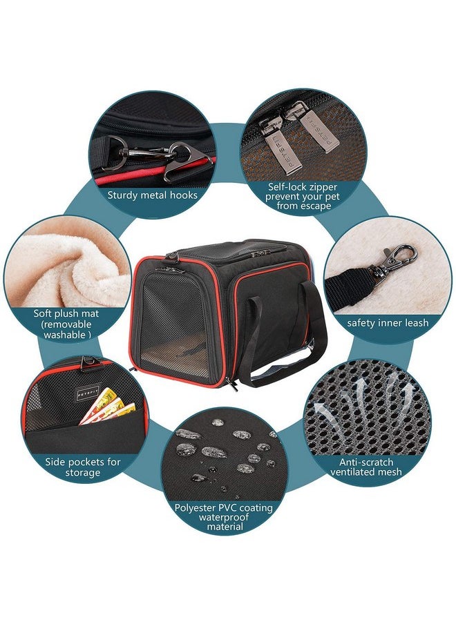 Petsfit Petsfit Expandable Cat Carrier Dog Carriers,Airline Approved Soft-Sided Portable Pet Travel Washable Carrier for Kittens,Puppies,Removable Soft Plush mat and Pockets,Locking Safety Zippers  - Image 5