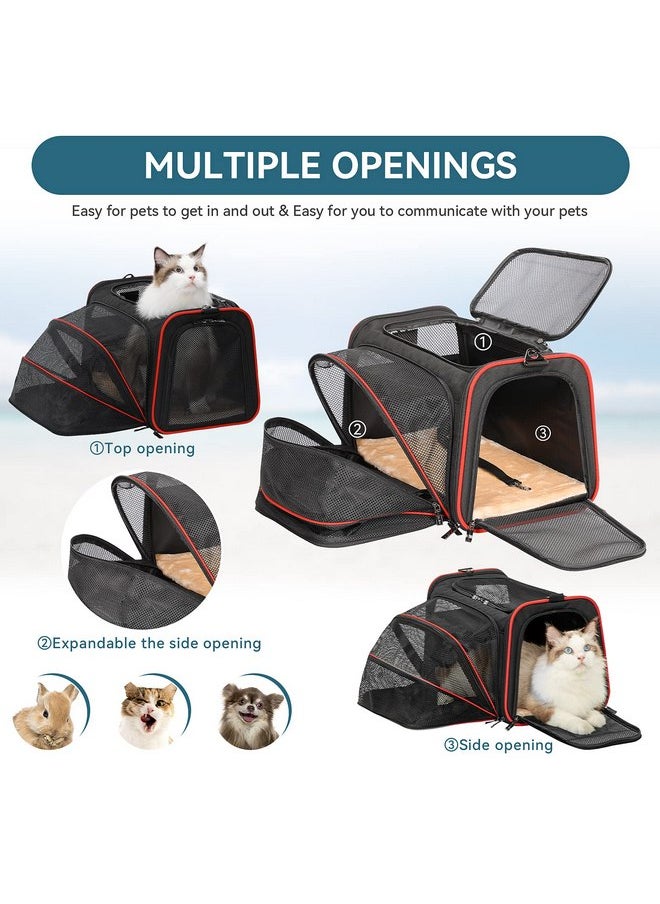 Petsfit Petsfit Expandable Cat Carrier Dog Carriers,Airline Approved Soft-Sided Portable Pet Travel Washable Carrier for Kittens,Puppies,Removable Soft Plush mat and Pockets,Locking Safety Zippers  - Image 4