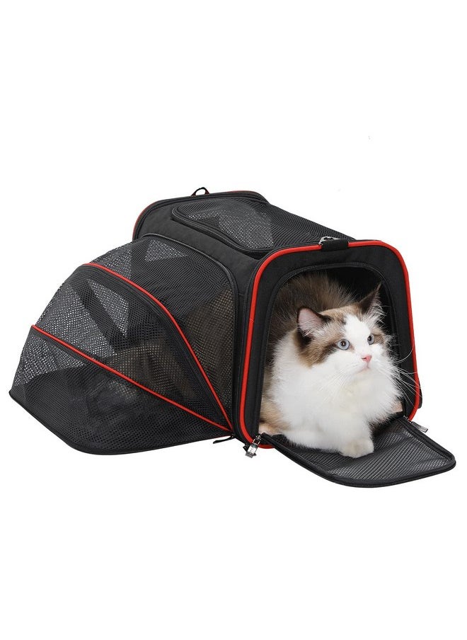 Petsfit Petsfit Expandable Cat Carrier Dog Carriers,Airline Approved Soft-Sided Portable Pet Travel Washable Carrier for Kittens,Puppies,Removable Soft Plush mat and Pockets,Locking Safety Zippers  - Image 2