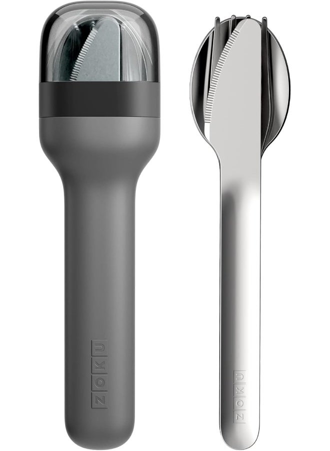 Zoku Cutlery Set in Holder 46 x 29 x 17 cm Stainless Steel Grey 4-piece - Image 1