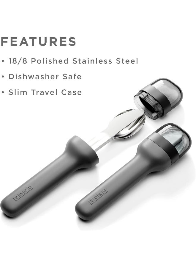 Zoku Cutlery Set in Holder 46 x 29 x 17 cm Stainless Steel Grey 4-piece - Image 2