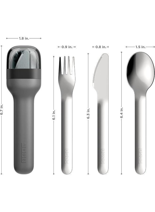 Zoku Cutlery Set in Holder 46 x 29 x 17 cm Stainless Steel Grey 4-piece - Image 3