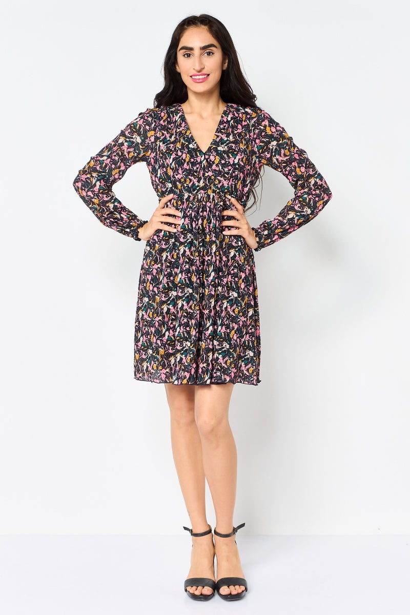 promod فستان ميدي مزخرف بالورود للنساء، متعدد الألوان - Image 4