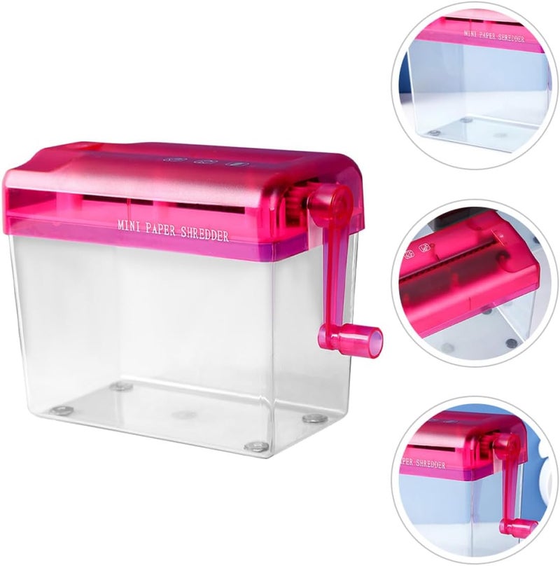 Manual Hand Shredder Small Tabletop Paper Cutter Red for Home Office Use Daily Document Shredding Tool - Image 4