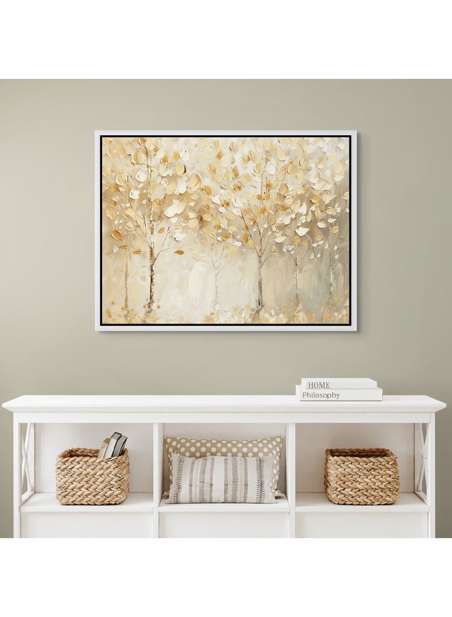 Art Decor Art Decor Framed Canvas Wall Art of Abstract Golden Trees Painting Neutral Color Nature Landscape Print Wall Decor for Home Office Living Room Bedroom Gifting - Image 3